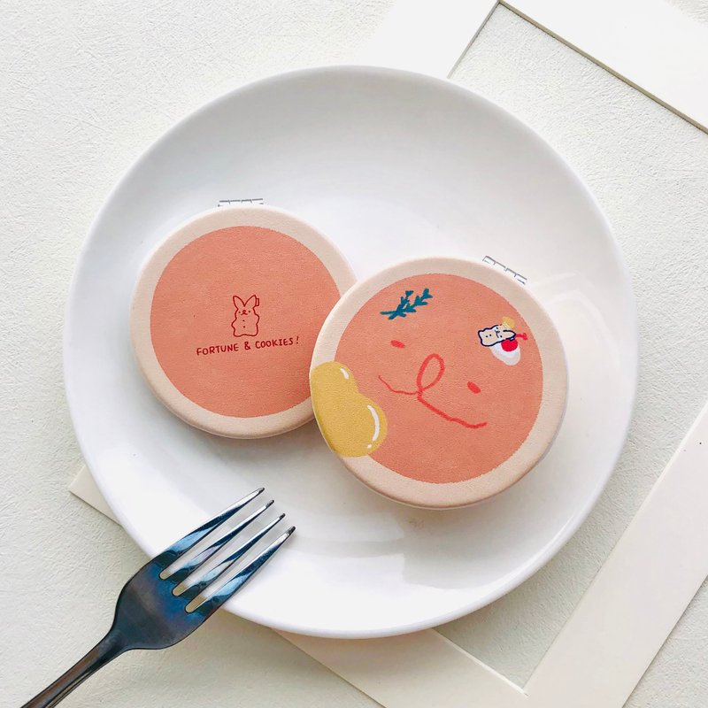 啵尼兔啵啵饼PU皮革可爱随身双面镜 - 其他 - 人造皮革 橘色