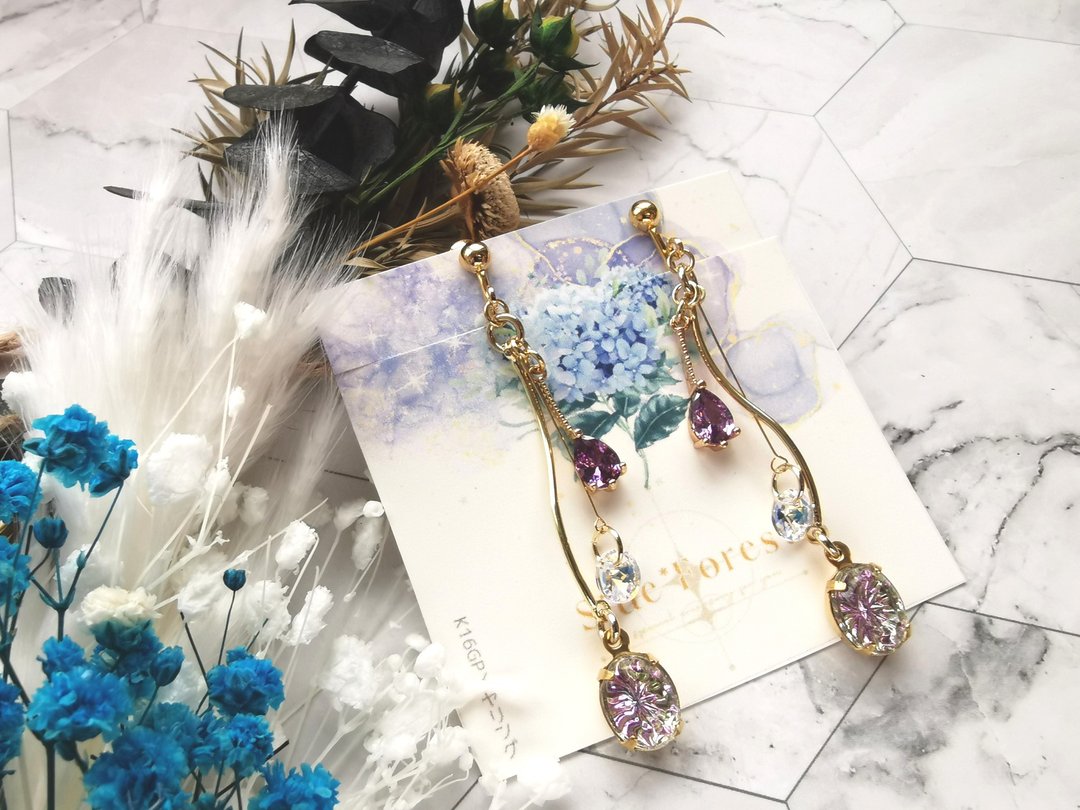 Collente Vitrail Light Purple 1970's German Vintage - 耳环/耳夹 - 玻璃 紫色
