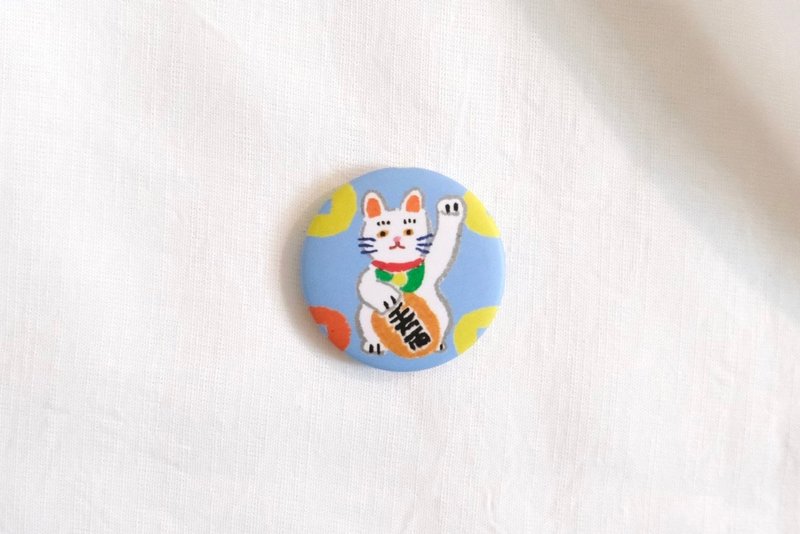 夏日冰棒 招き猫 雾面胸章 - 徽章/别针 - 塑料 蓝色