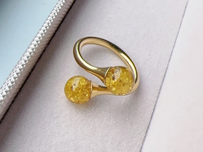 波罗的海 天然琥珀 金珀 优美线条 光泽透亮 时尚设计 纯银戒指 - 戒指 - 纯银 