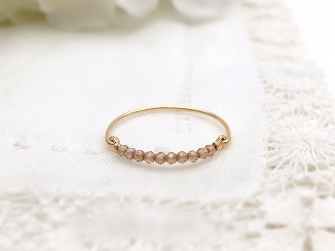 Champagne colored zircon wire ring - 戒指 - 宝石 金色