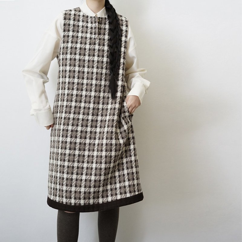 Loosely Woven Dress - 洋装/连衣裙 - 羊毛 咖啡色