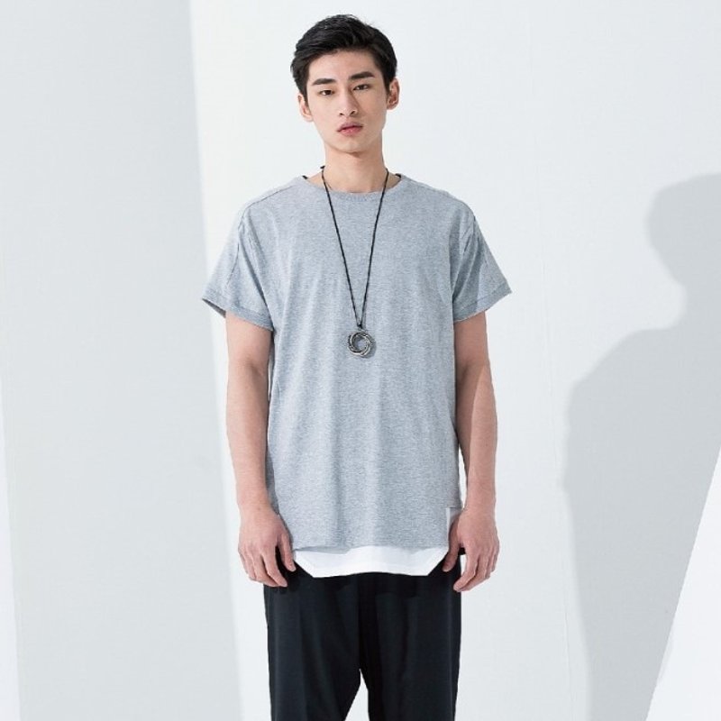 造型裁剪上衣(灰) #8583 - 男装上衣/T 恤 - 棉．麻 灰色