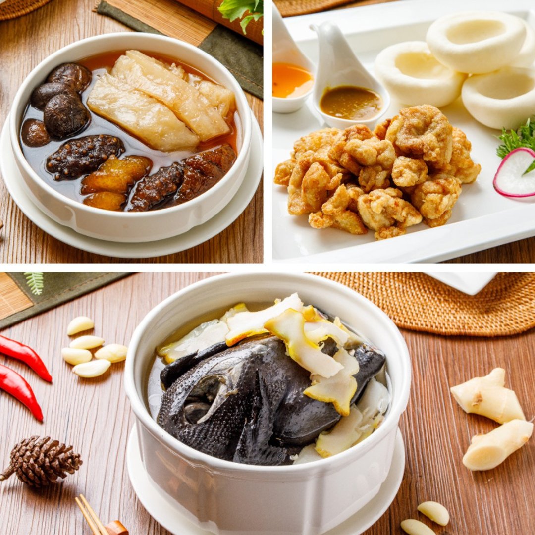 彭园年菜3件组(谭府玉皇乌鸡汤+香菇花胶佐乌参+马夏拉双飨鸡) - 料理包 - 其他材质 