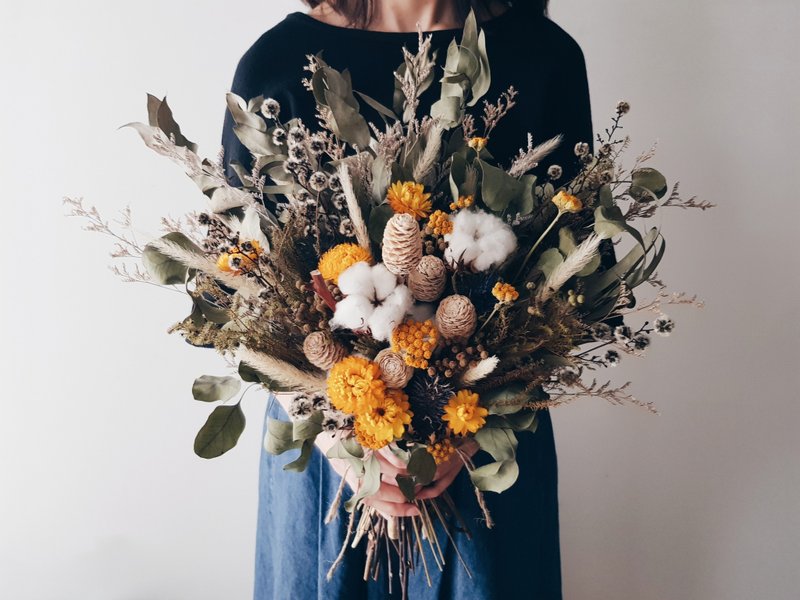 干燥捧花 | 黄色系干燥花 | 新娘捧花 | 拍照捧花 - 干燥花/捧花 - 植物．花 黄色