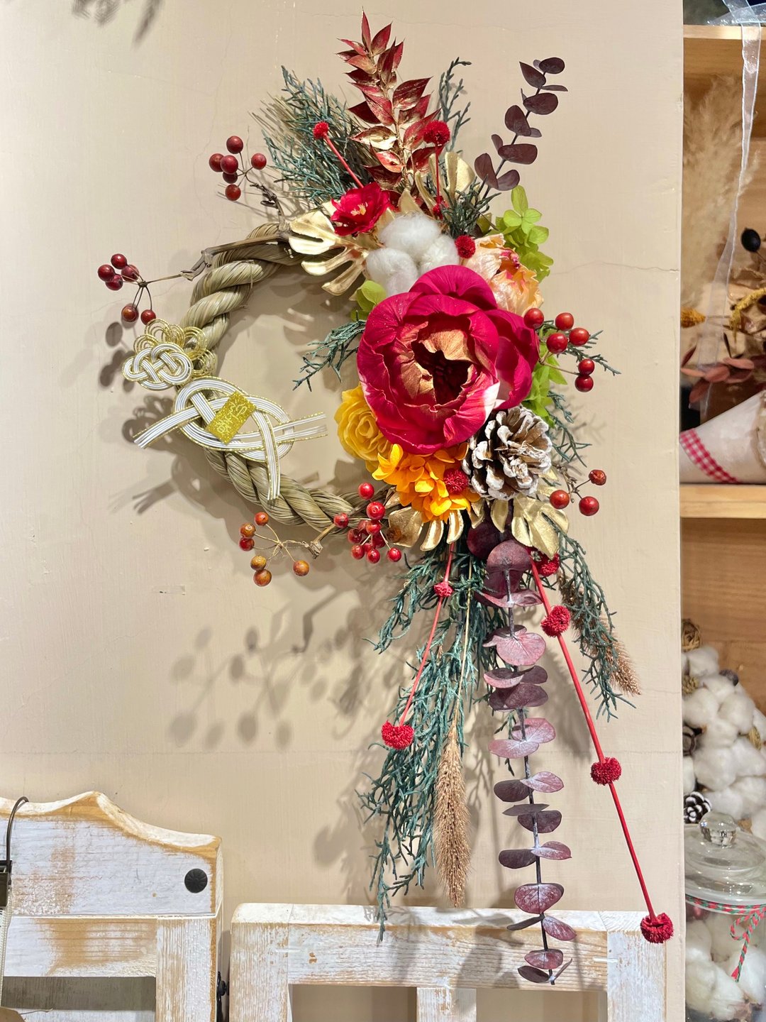 | 小梦境花艺 | 2026 红喜迎春 祈福注连绳 马年注连绳 - 干燥花/捧花 - 植物．花 粉红色