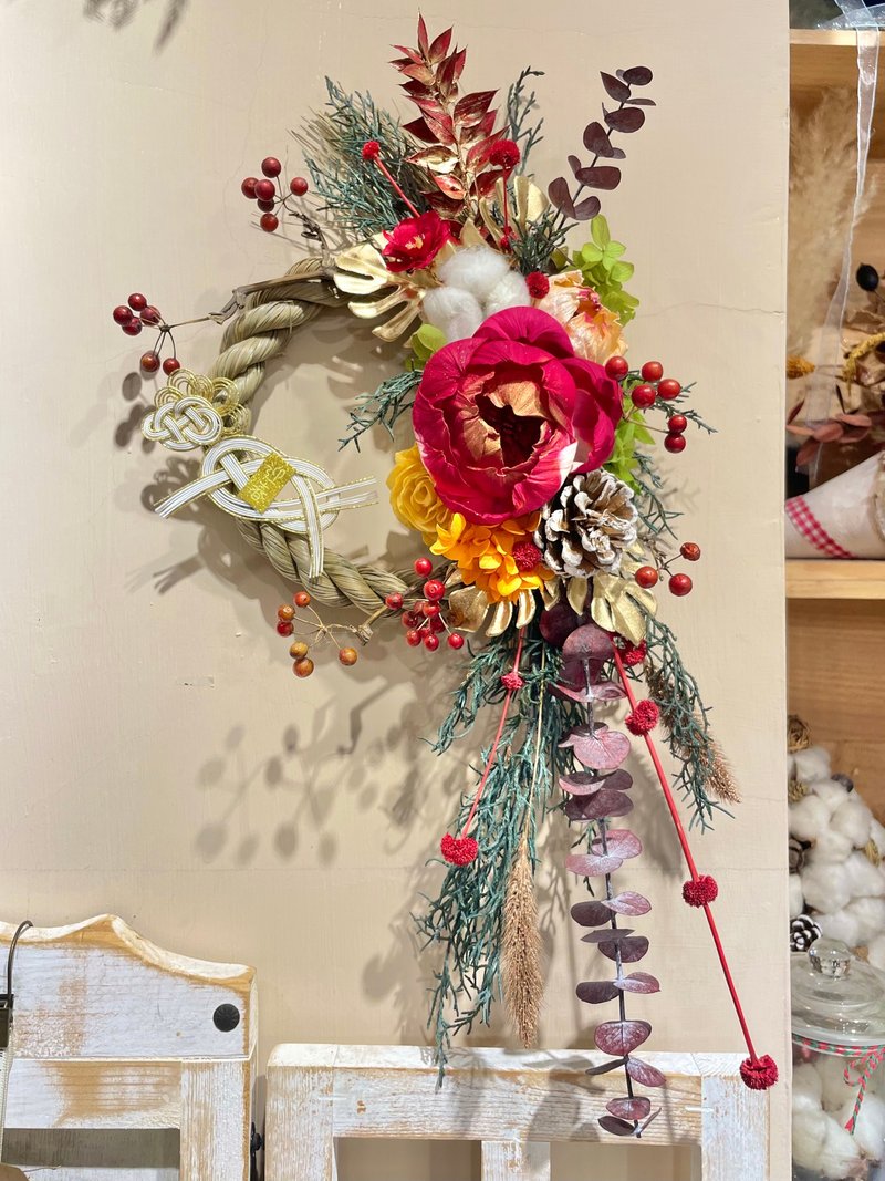 | 小梦境花艺 | 2026 红喜迎春 祈福注连绳 马年注连绳 - 干燥花/捧花 - 植物．花 粉红色