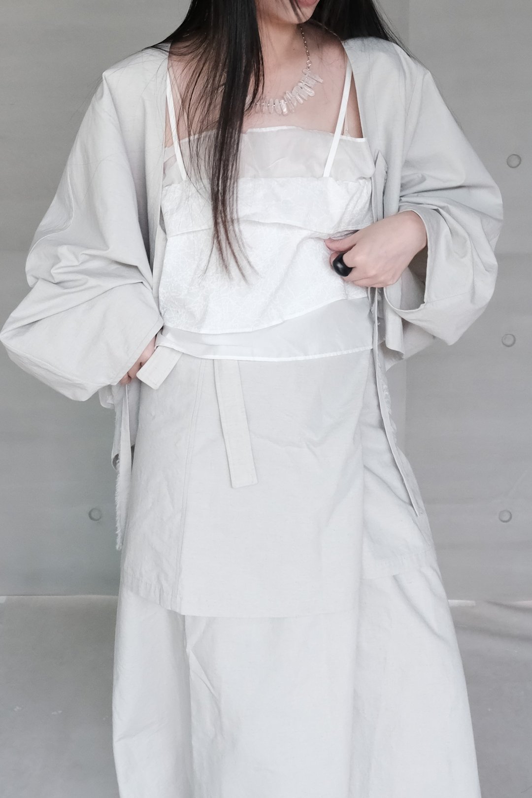 双层抽皱小背心 - 女装上衣 - 棉 