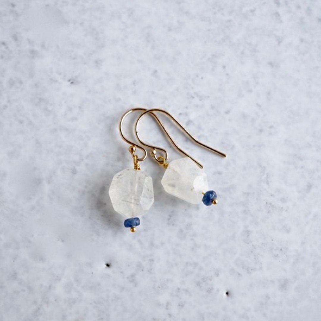 Moonstone earrings [OP809] - 耳环/耳夹 - 宝石 