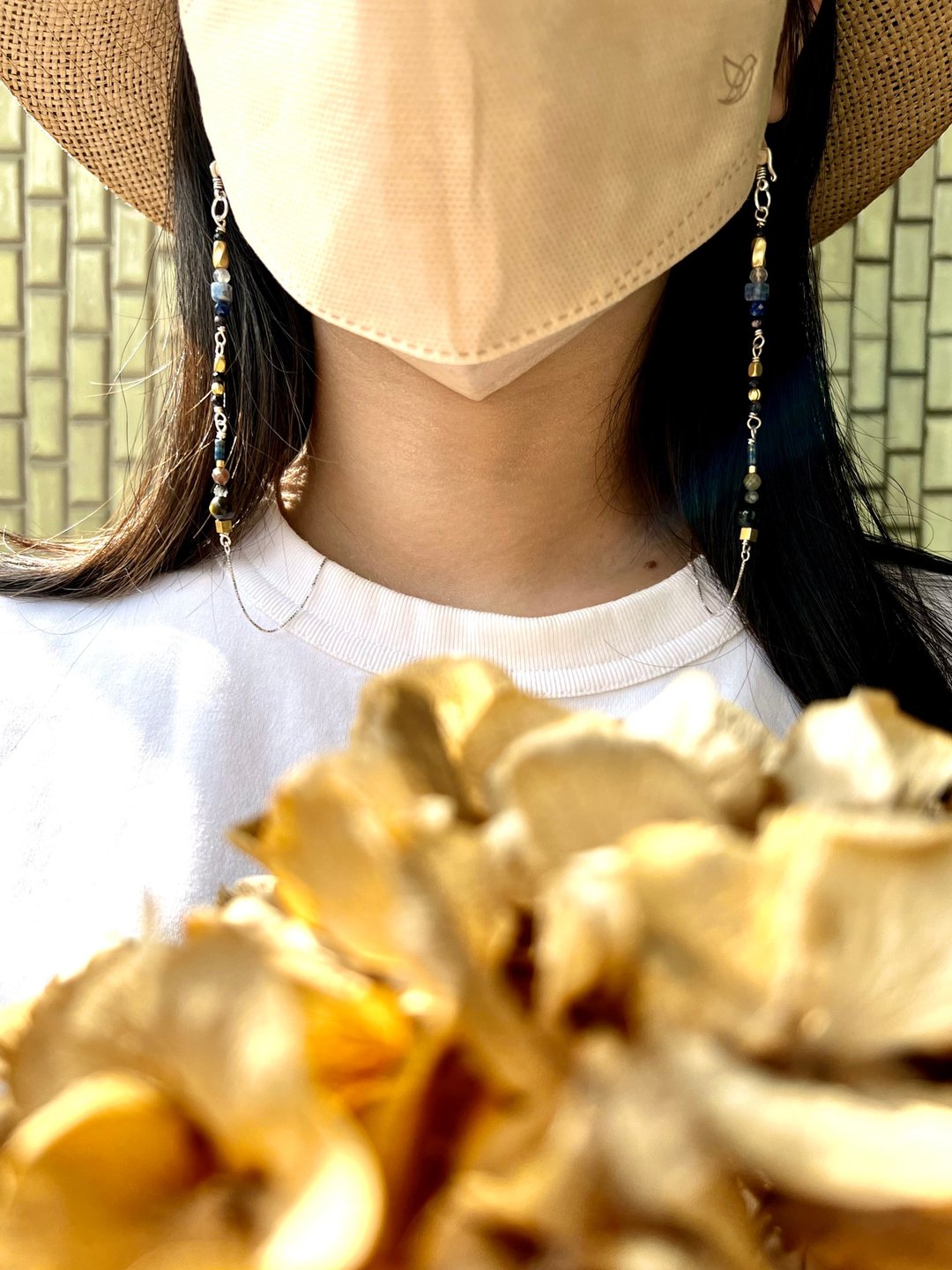 天然石纯银口罩链   长项链   苏打石 黑曜石 青金石 - 口罩 - 宝石 蓝色