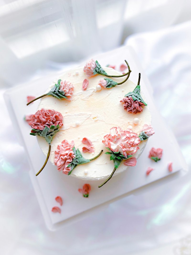 【母亲节手作甜点课程】-韩式裱花母亲节限定6寸康乃馨蛋糕 - 美食 - 新鲜食材 