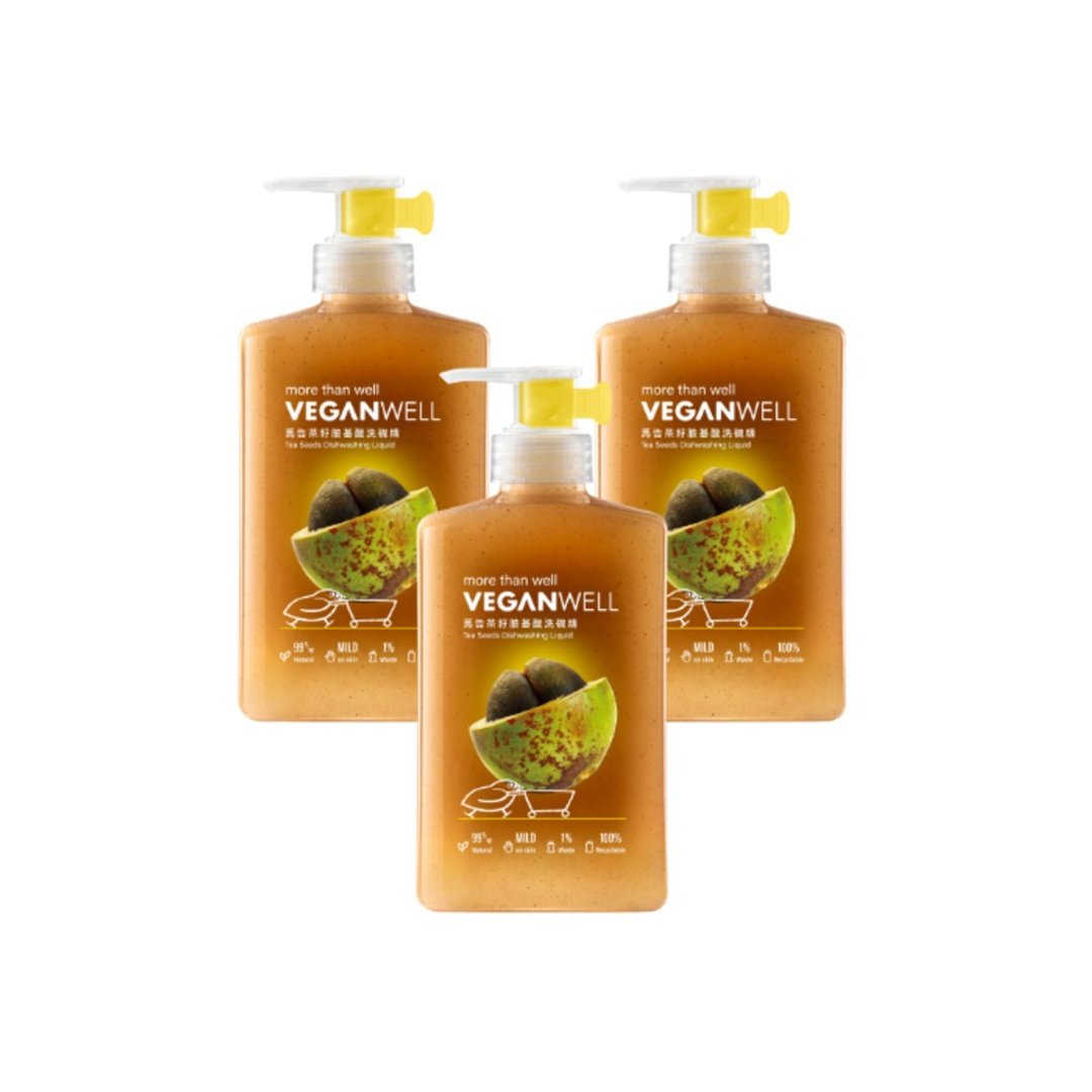 VEGANWELL 马告茶籽胺基酸洗碗精 500mLx3【强力洁净】 - 碗盘清洁 - 浓缩/萃取物 黄色