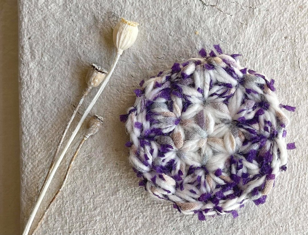 Knitting 生命之花编织垫 - 紫花卷儿 - 杯垫 - 棉 
