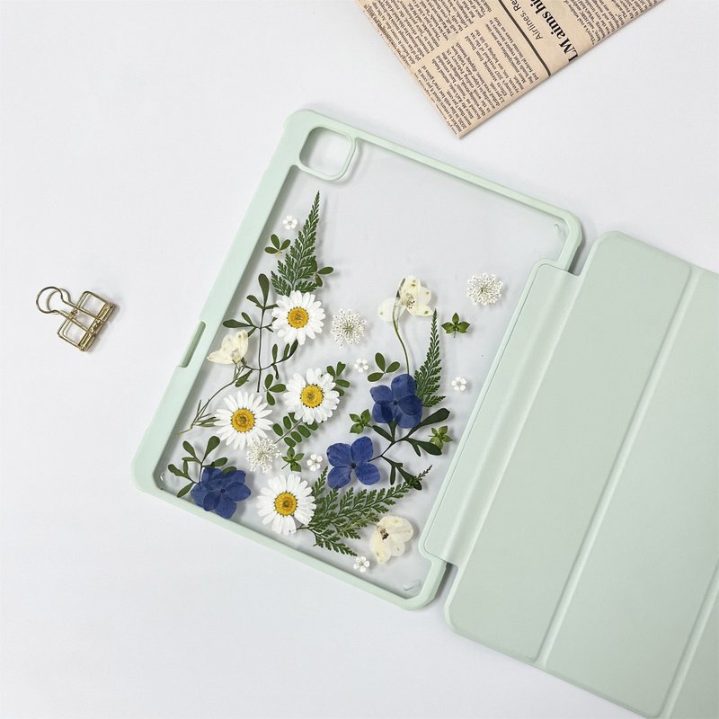 白洁之花手作押花iPad壳 iPad Air 11寸 13寸 iPad Pro 11寸 13寸 - 手机壳/手机套 - 植物．花 
