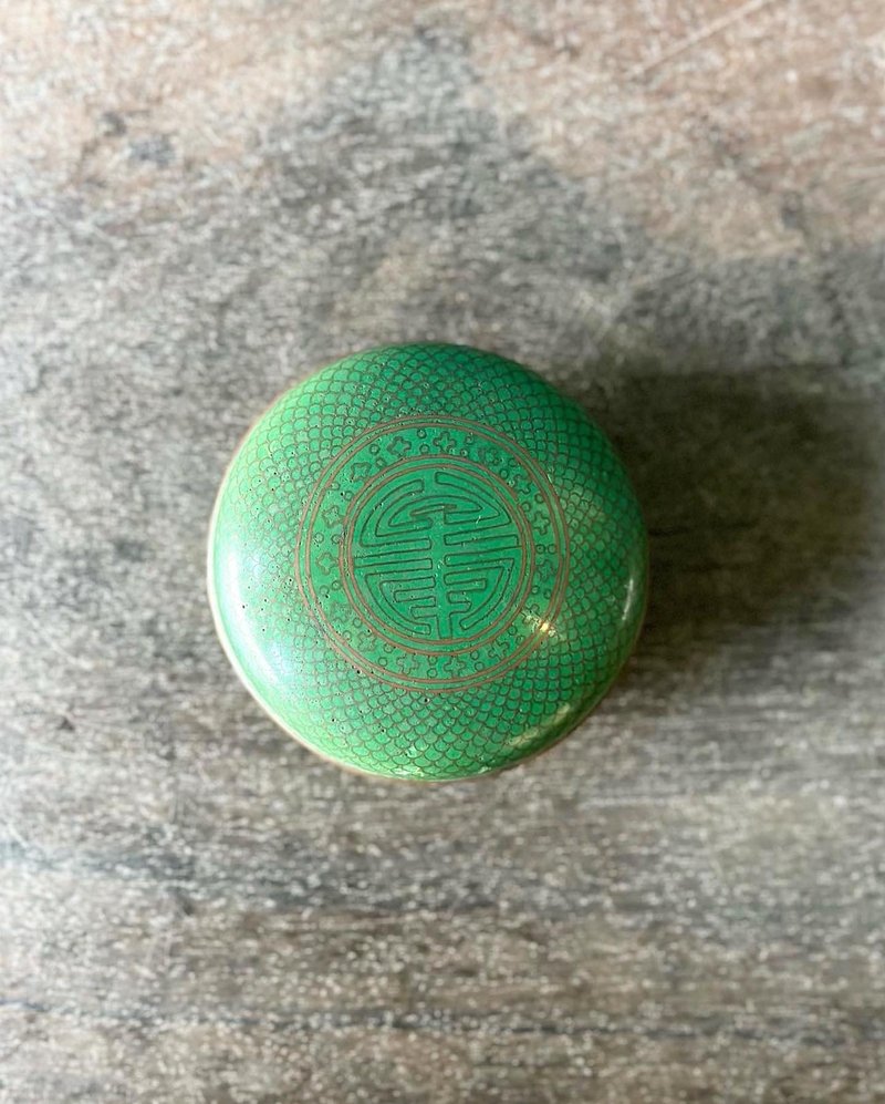 老件 早期 铜胎掐丝珐琅寿字纹 圆盒 - 其他 - 珐琅 