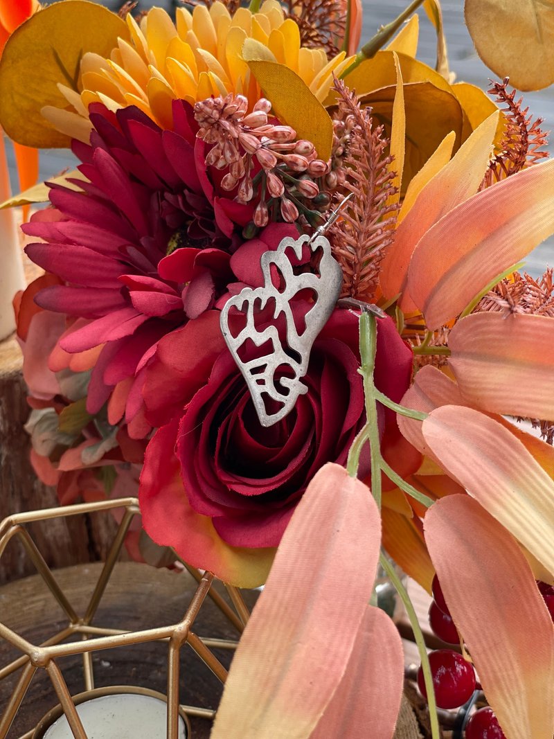 手作文字造型-单支耳环 - 耳环/耳夹 - 银 银色