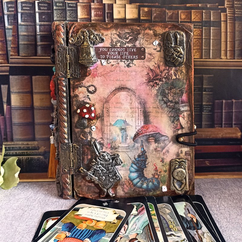 塔罗牌盒、疯帽子盒、白兔、爱丽丝梦游仙境珠宝盒 - 收纳用品 - 木头 粉红色