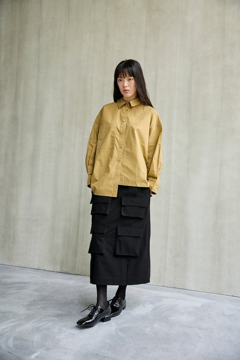 多口袋设计工装裙 - 裙子 - 其他材质 黑色