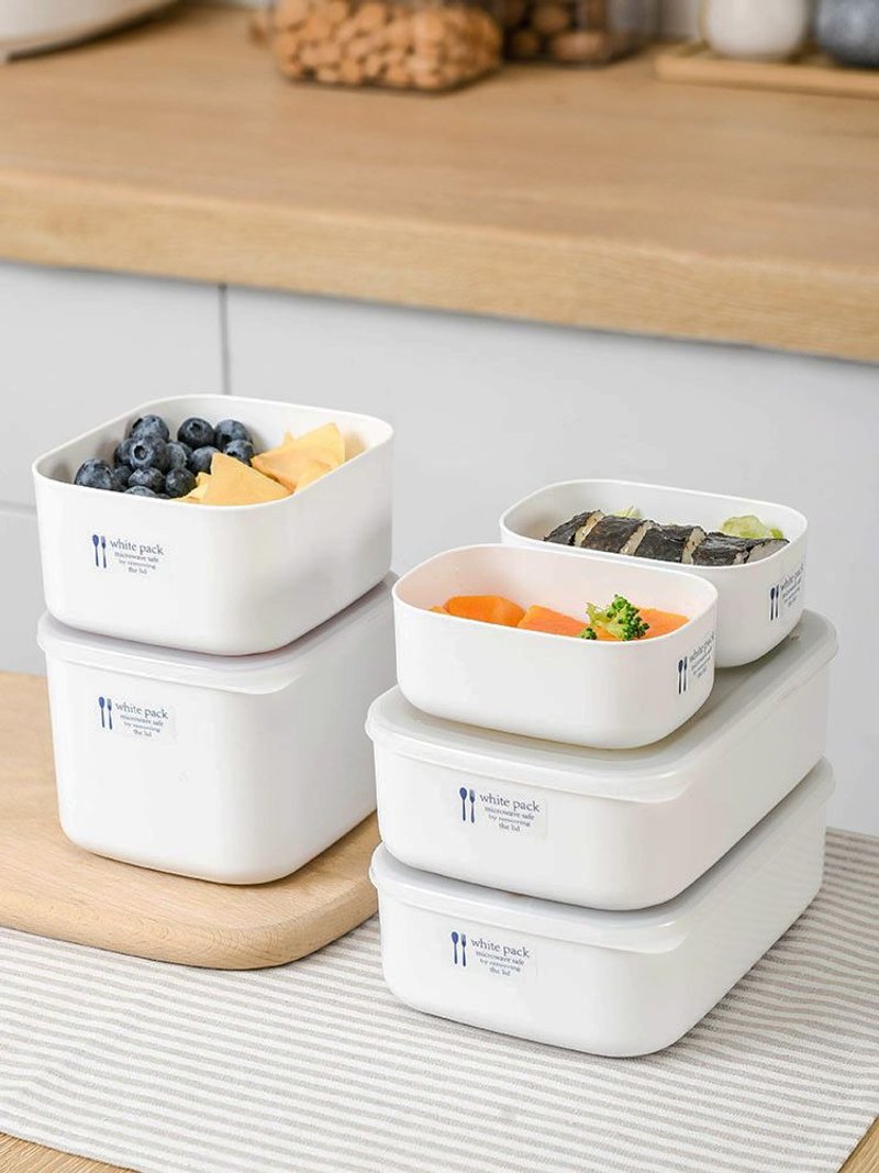 日本NAKAYA  日本制可微波加热长方形保鲜盒超值6件组 - 便当盒/饭盒 - 其他材质 白色