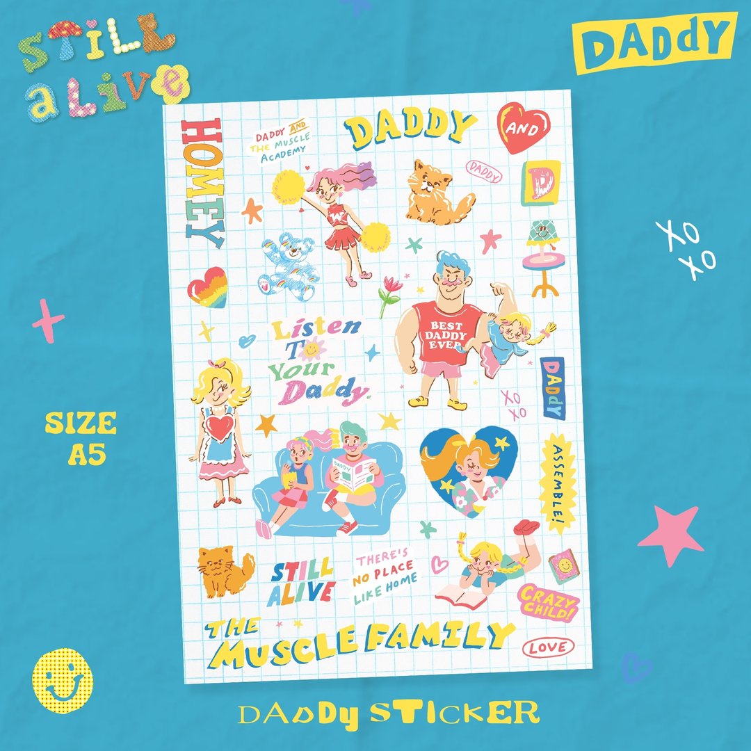 Daddy StillAlive 贴纸 A5 - 白色 可爱贴纸 - 贴纸 - 防水材质 