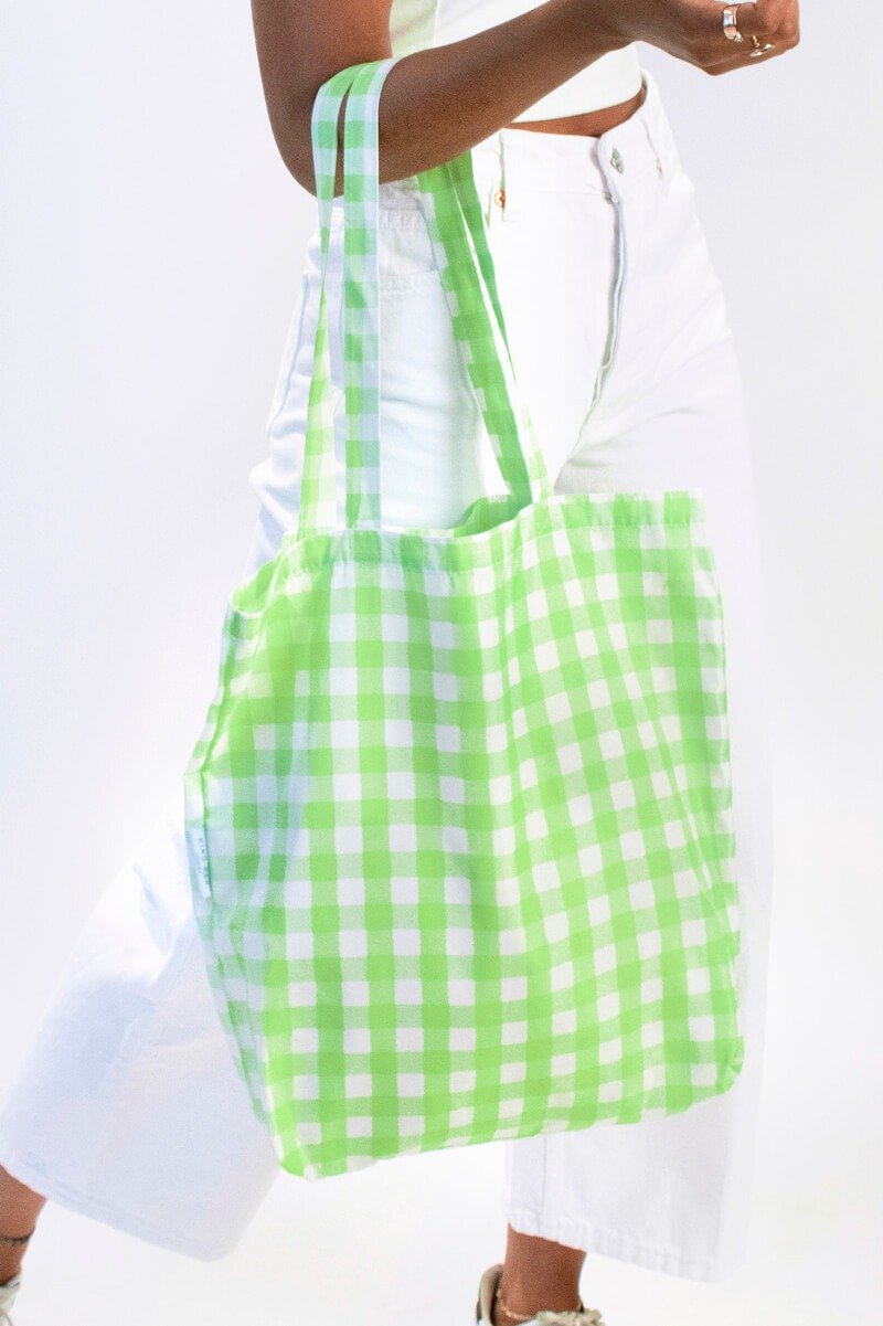 英国Kind Bag-环保托特包-柠檬绿方格 - 手提包/手提袋 - 环保材料 绿色