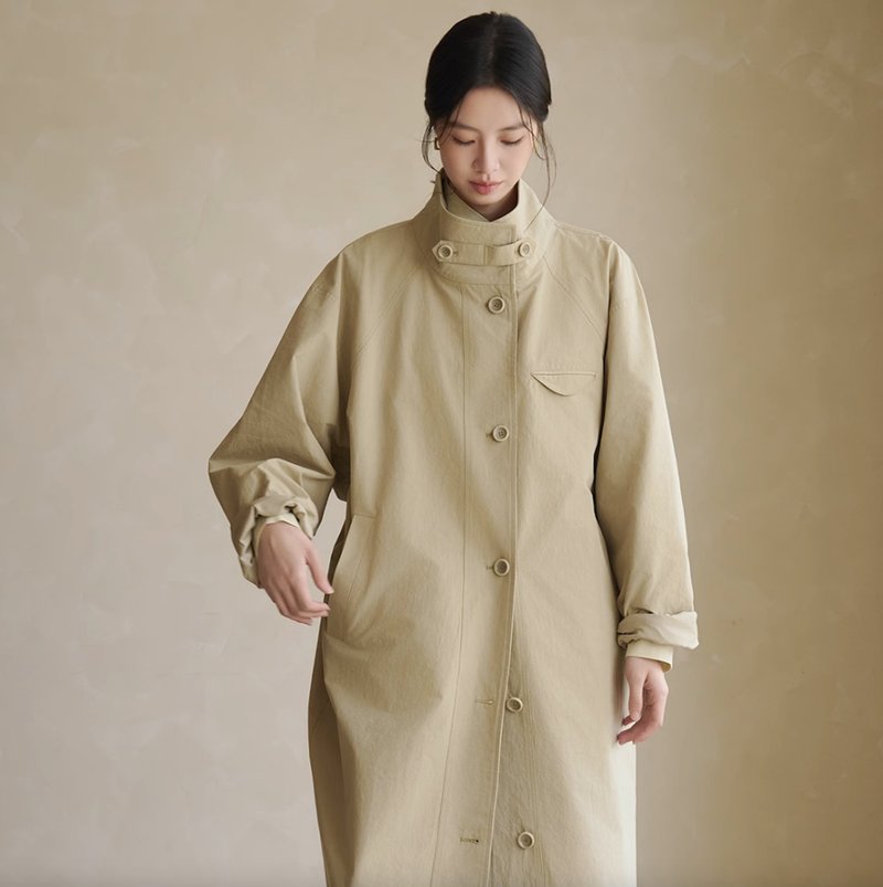 盐缩防水工艺 中长款风衣外套 - 女装休闲/机能外套 - 其他材质 卡其色