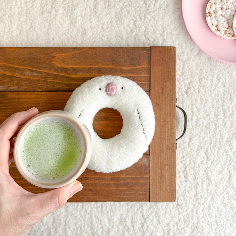 猫头鹰甜甜圈形杯垫 - 杯垫 - 羊毛 白色