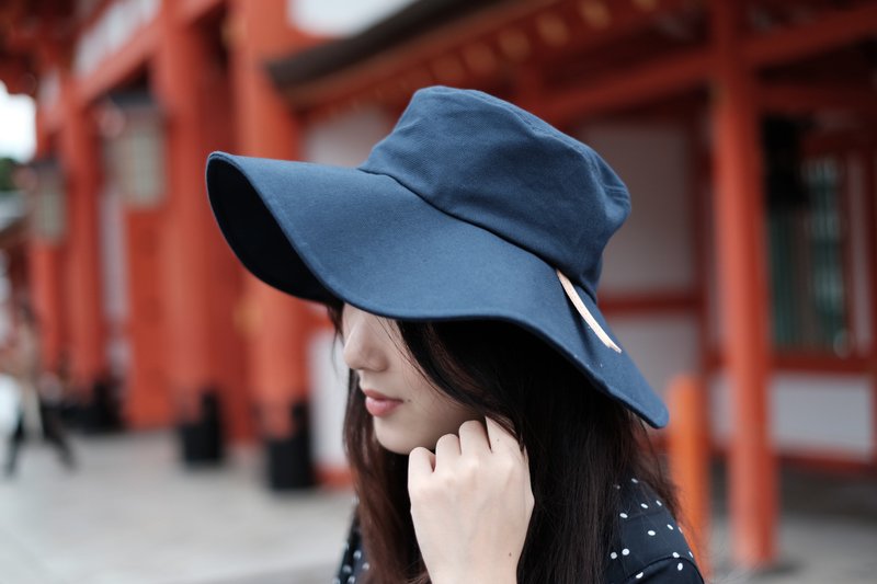 宽檐帆布渔夫帽 _ FLOPPY : 海军蓝色 - 帽子 - 棉．麻 蓝色
