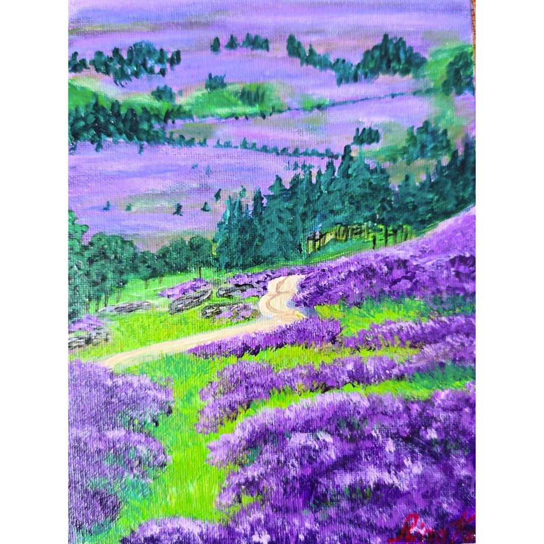 薰衣草田风景原创油画 普罗旺斯草甸艺术作品 作者  RinaArtSK - 墙贴/壁贴 - 其他材质 多色