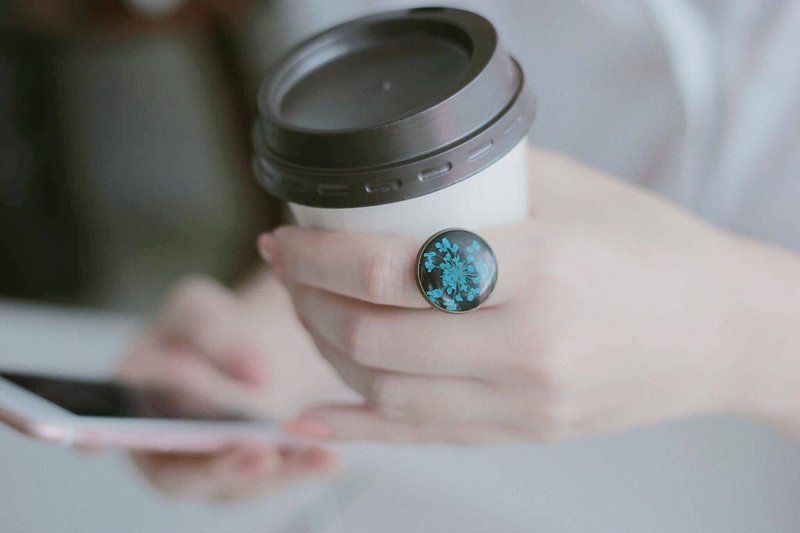 产品名称大阿米芹(藍色) - 戒指 - 植物．花 蓝色