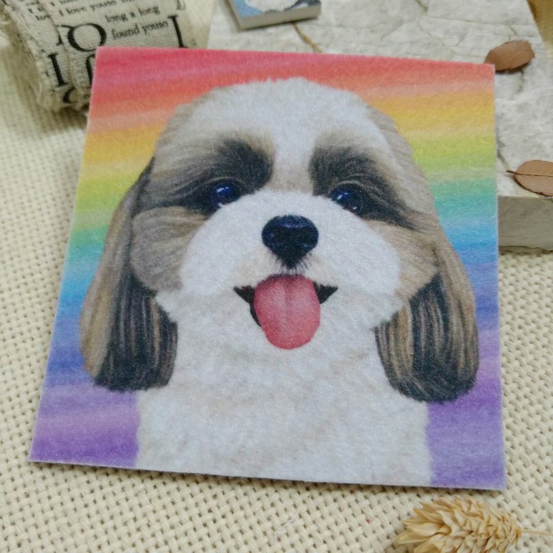 西施-咪吉-不织布杯垫-吸水杯垫~彩虹晕染 - 杯垫 - 聚酯纤维 