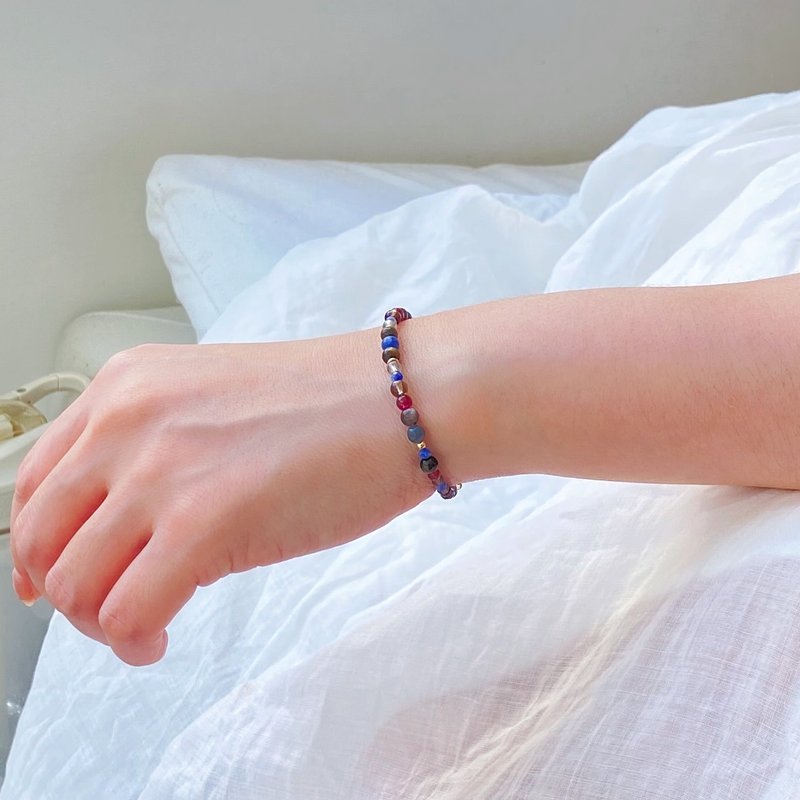 水晶手链/天然石手链/蓝点石x茶晶x石榴石x14KGF注金|星空 - 手链/手环 - 水晶 多色