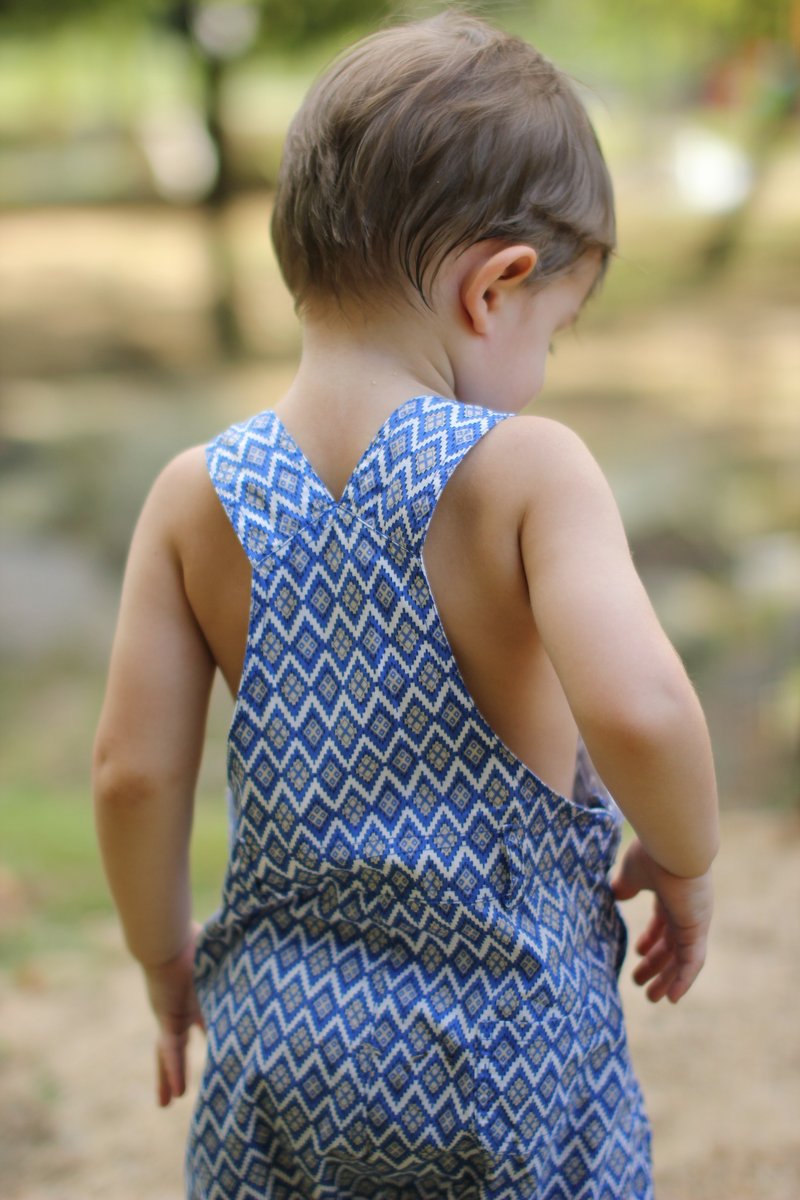 Toddler boy chevron overalls size 6 months - 其他 - 棉．麻 蓝色