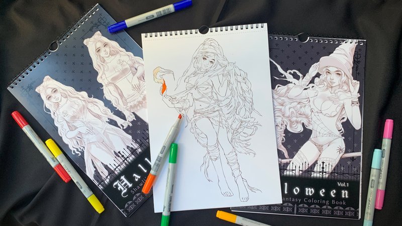 【着色本】万圣节系列A4成人着色本 - 刊物/书籍 - 纸 白色