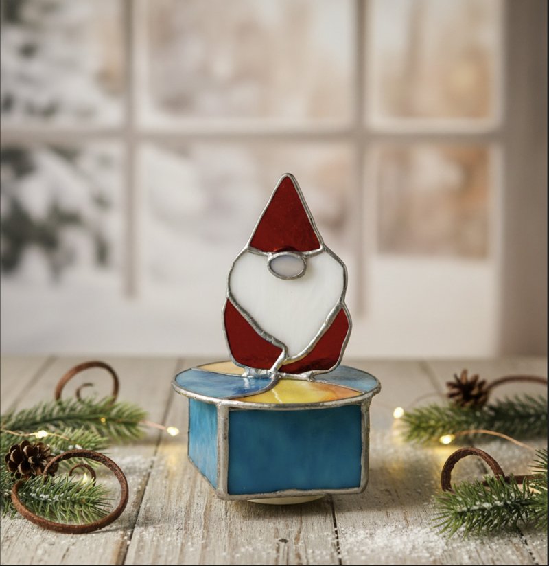 玻璃童话 | 圣诞老人旋转音乐盒 - 摆饰 - 玻璃 多色