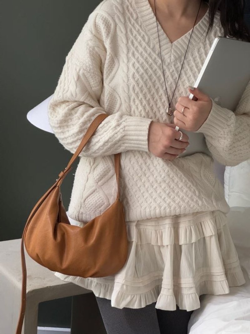 韩国 The Ally | HAILEY BAG | 棕色 | 手袋 单肩包 - 手提包/手提袋 - 人造皮革 咖啡色