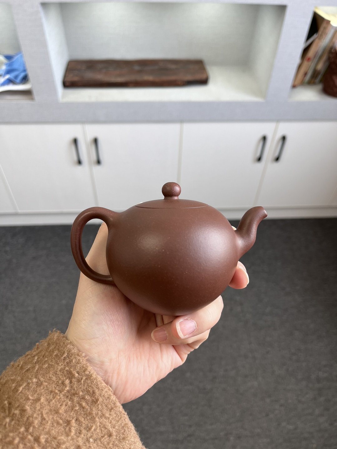 一粒珠 现货实拍 原矿极品老紫泥 正宗润泽 型体高雅 浑圆一体 圆 - 茶具/茶杯 - 陶 灰色