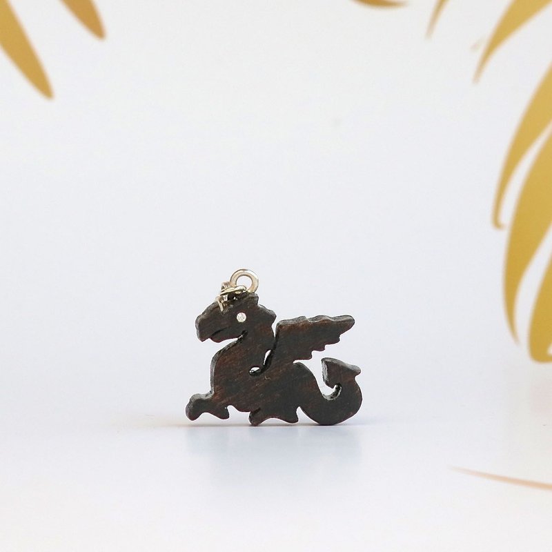 手工木制吊饰  龙。吊饰 礼物订制 - 吊饰 - 木头 咖啡色