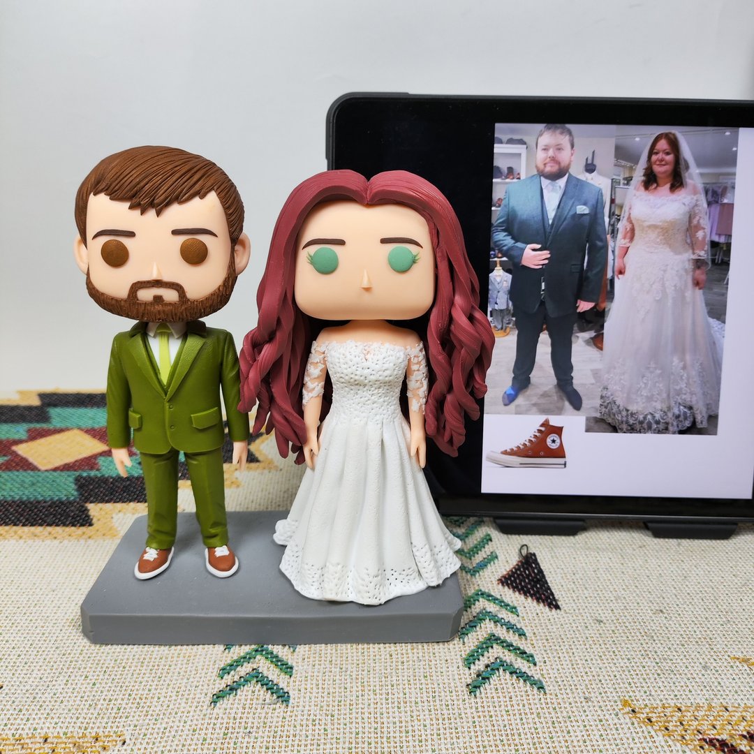 纯手工定制美国Funko Pop 自画像公仔情侣父母夫妻结婚周年礼物 - 玩偶/公仔 - 粘土 多色