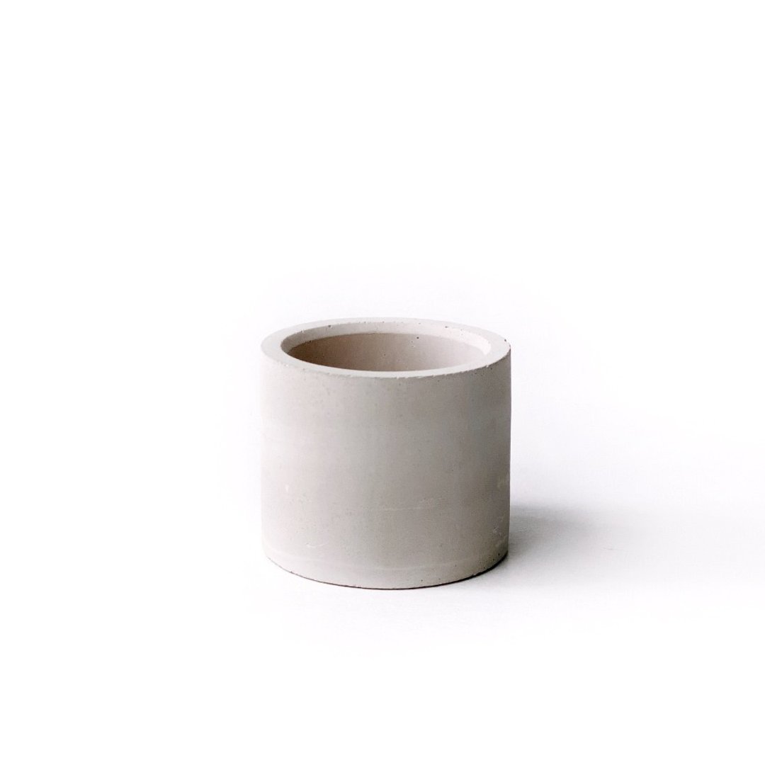 奶茶系列 | 小圆形纯色水泥盆器 可搭配同色系底盘 - 花瓶/陶器 - 水泥 卡其色