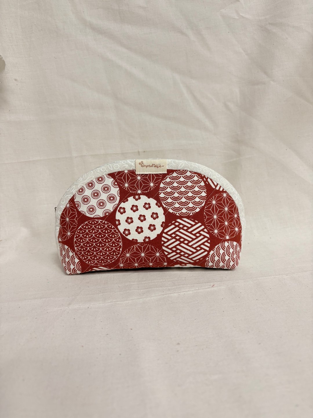 砖红色-拉链扇形化妆包/文具包-中型 - 化妆包/杂物包 - 棉 红色