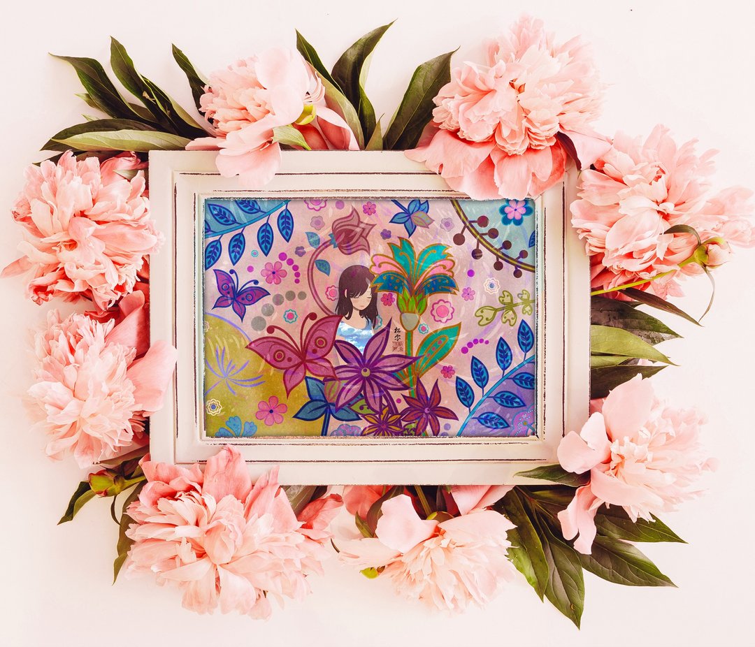 花与空 原创艺术明信片 日本制 - 海报/装饰画/版画 - 纸 粉红色