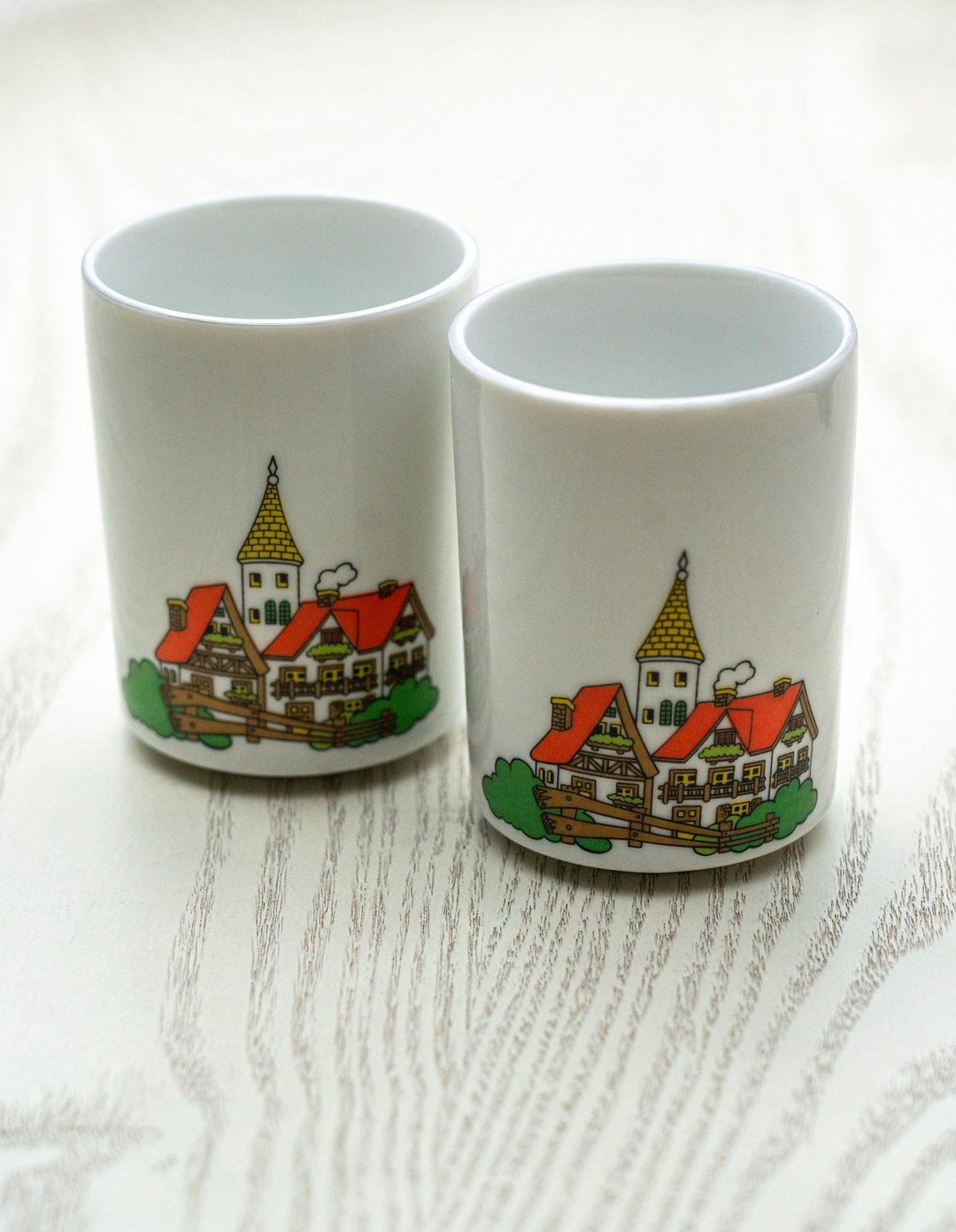 福利品 一组 5 件 早期欧风日式陶瓷茶杯 中古品 台湾包邮 - 茶具/茶杯 - 陶 白色