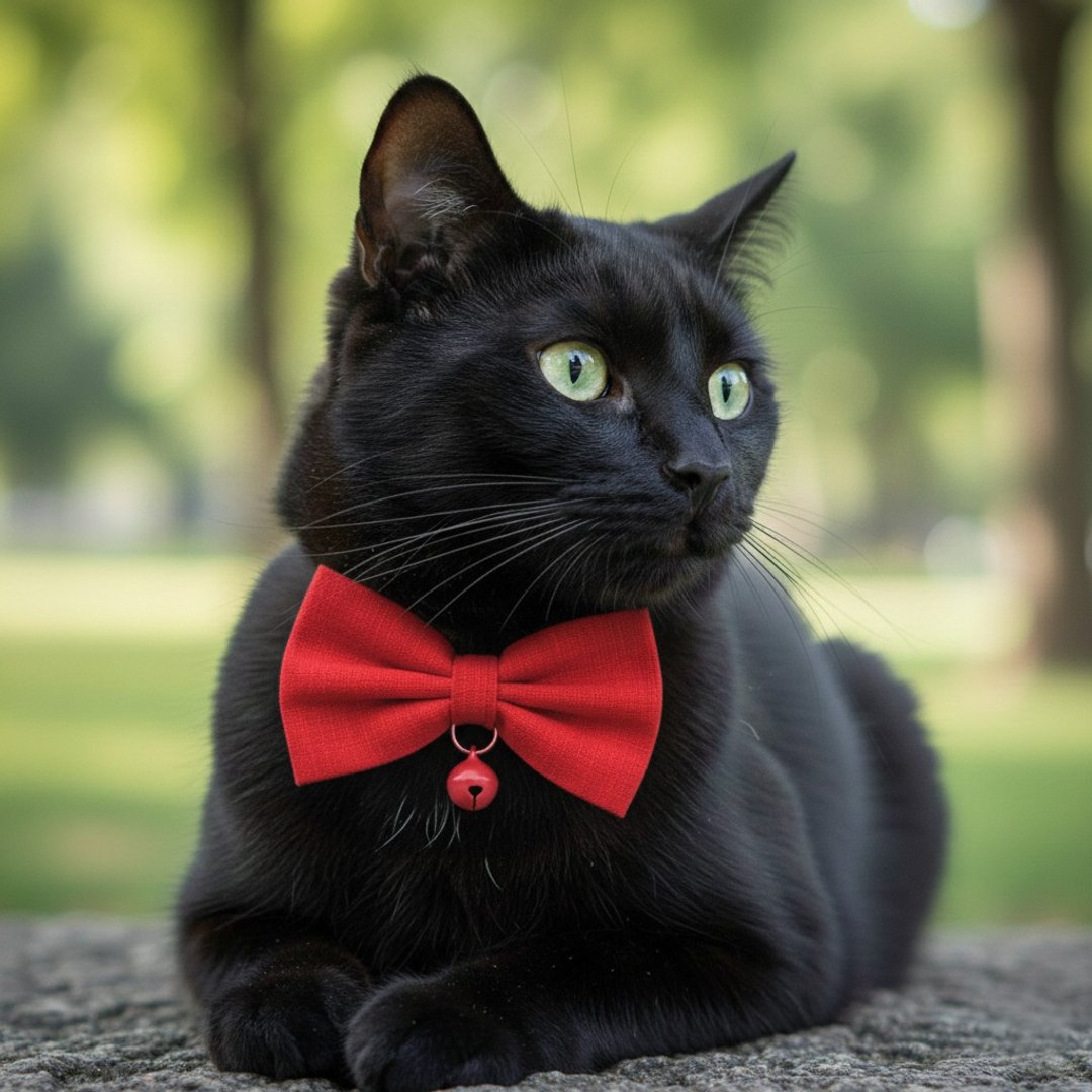 【节庆限定】正红色  蝴蝶结宠物装饰项圈 猫咪 小型犬 - 项圈/牵绳 - 棉 红色