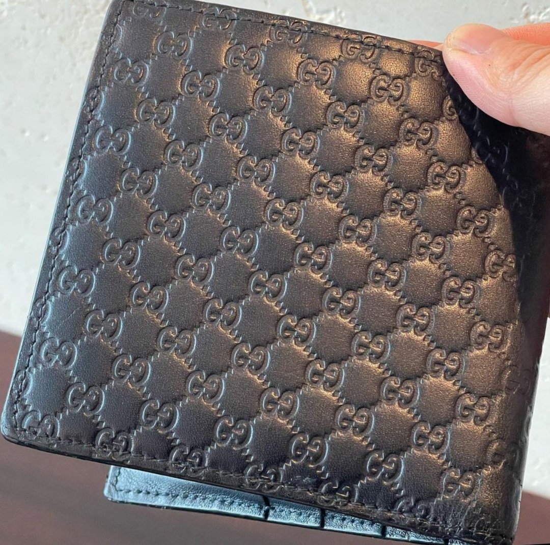 GUCCI 中古深蓝色 GG 短银包 - 皮夹/钱包 - 真皮 蓝色