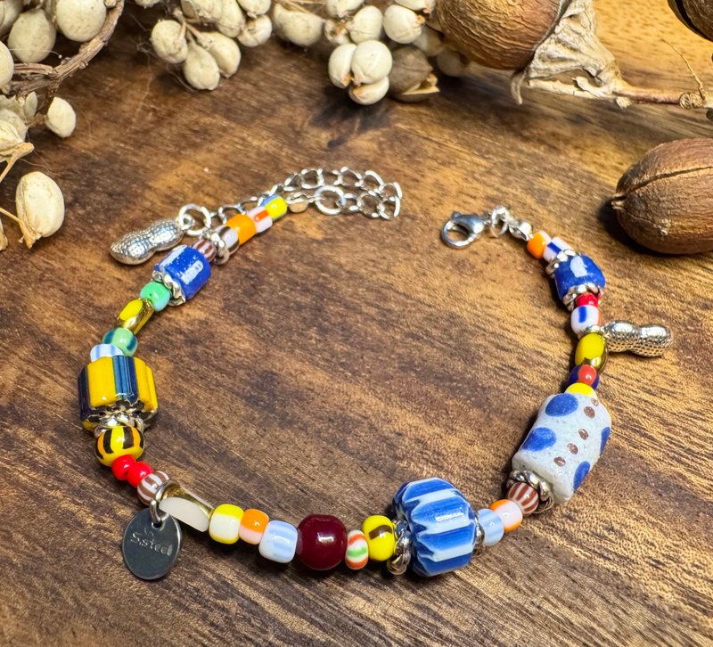 尼泊尔原创琉璃手链 A0010 好事发生 - 手链/手环 - 其他材质 