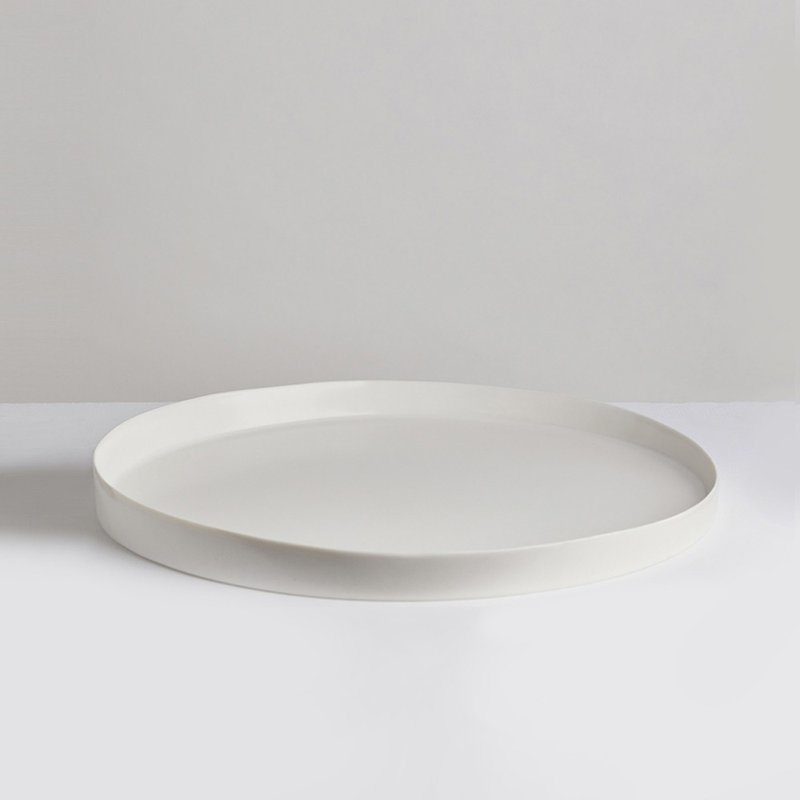 【3,co】水波系列圆形托盘(4号) - 白 - 浅碟/小碟子 - 瓷 白色