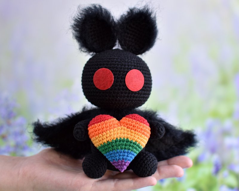 LGBTQ Mothman Plush / Cryptozoology / Gift for gay friend / Pride stuffed animal - 玩偶/公仔 - 棉．麻 