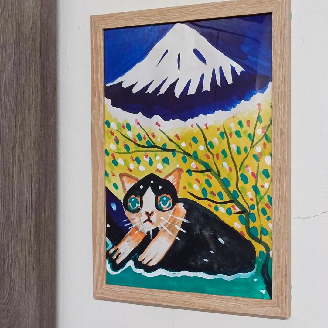 猫咪与富士山 - 海报/装饰画/版画 - 纸 