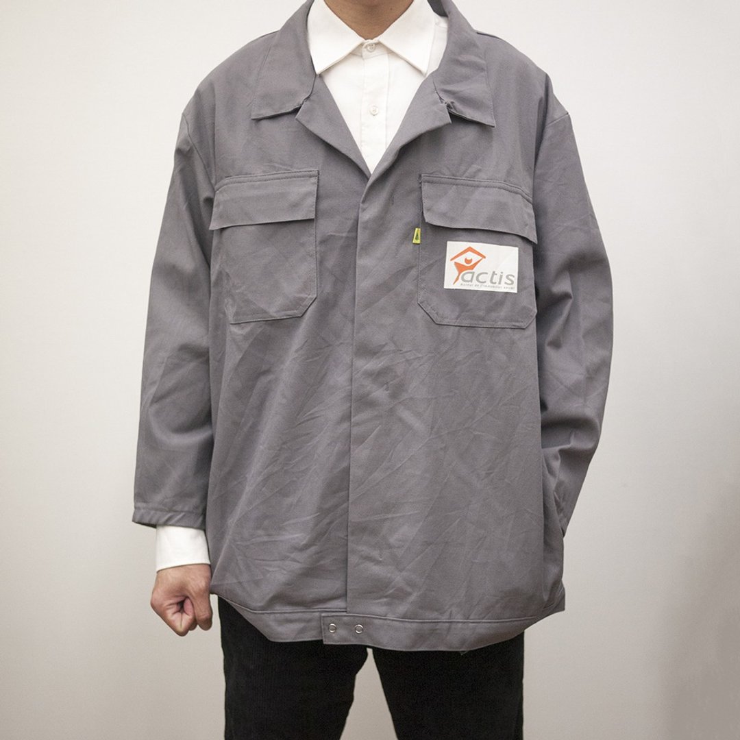 企业工作外套 工作服 作业服 铁灰 古着 二手 工装 多口袋 - 男装外套 - 棉 灰色